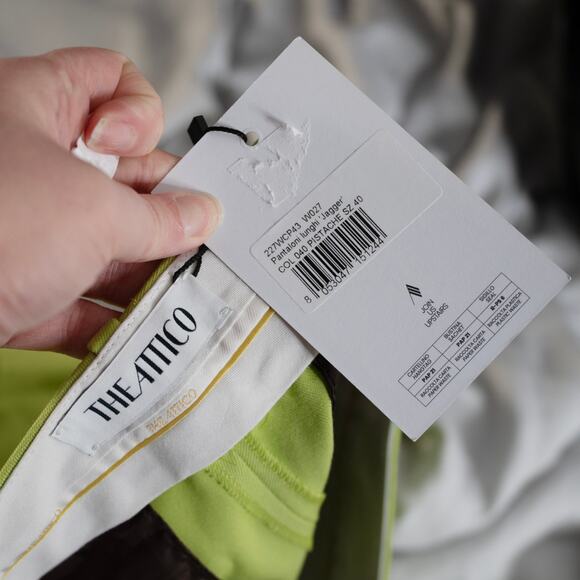 The Attico Jagger Wool Gabardine Pants Pistache Green Trousers Pleated 4 US NWT - Picture 7 of 9